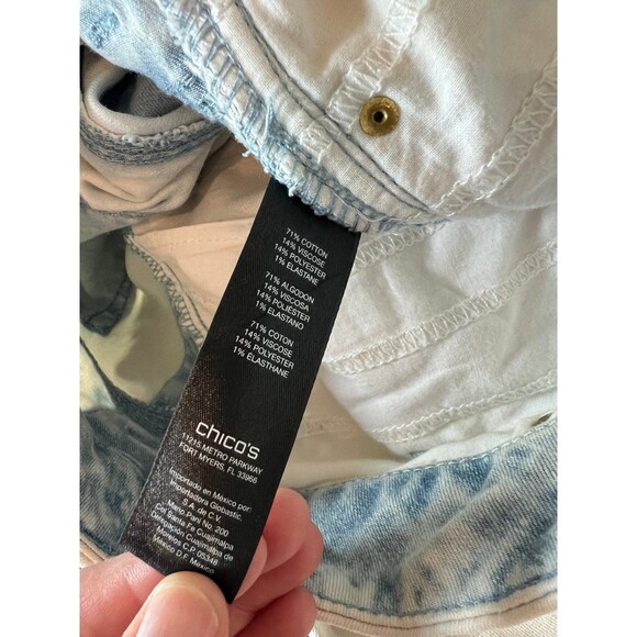 Chicos Jeans Womens 0 US 4 Acid Washed Blue Pants Tall Stretch - Picture 9 of 10